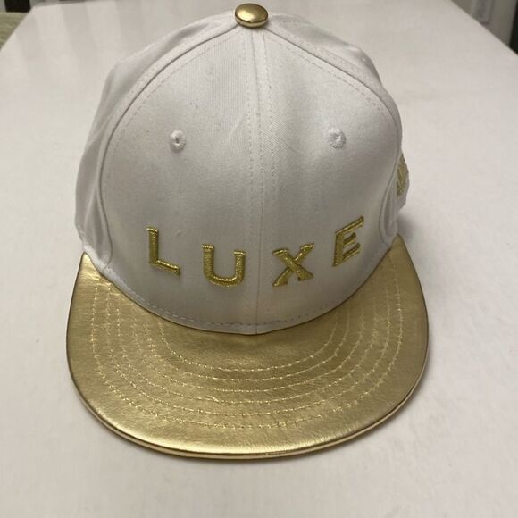 LUC BELAIRE White/ Gold Snap Back Hat OS - Picture 1 of 5